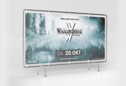 Event-Marketing | Werbebanner Bauzaun - Warenhouse Wiepersdorf